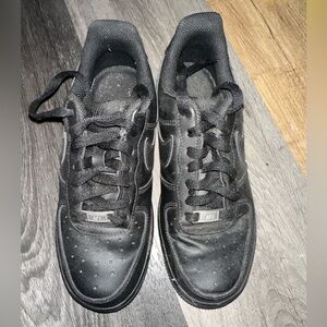 Nike black air forces All-Black Low-Top Sneakers
